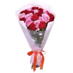 Букет 21 роза микс красно-розовый (60 см)